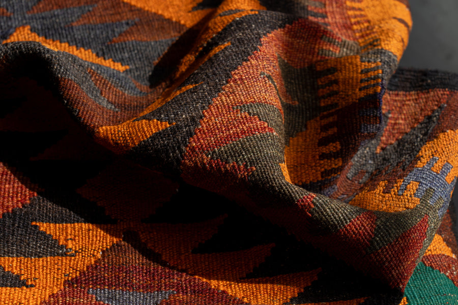  アフガニスタン産　1970年代　オールドラグ　オールドキリム　ヴィンテージラグ　キリム　手織りラグ　バルーチ族　バルーチキリム　サソリ柄　イーブルアイ