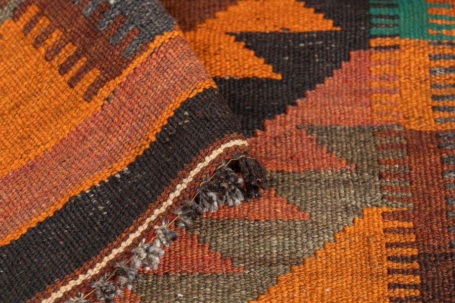  アフガニスタン産　1970年代　オールドラグ　オールドキリム　ヴィンテージラグ　キリム　手織りラグ　バルーチ族　バルーチキリム　サソリ柄　イーブルアイ