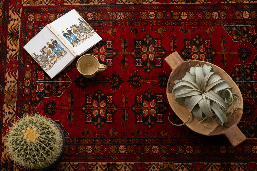 アフガニスタン産 1980年代 トルクメンラグ】トライバルラグ