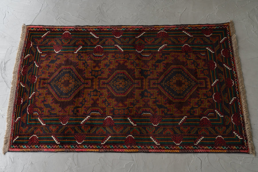 アフガニスタン産 1990年代 手織り絨毯】トライバルラグ-ヴィンテージ