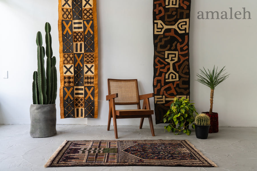 1980s アフガン バルーチラグ ミフラーブ ネイビーバルーチ 希少 1980s アフガン バルーチラグ ミフラーブ ネイビーバルーチ 希少