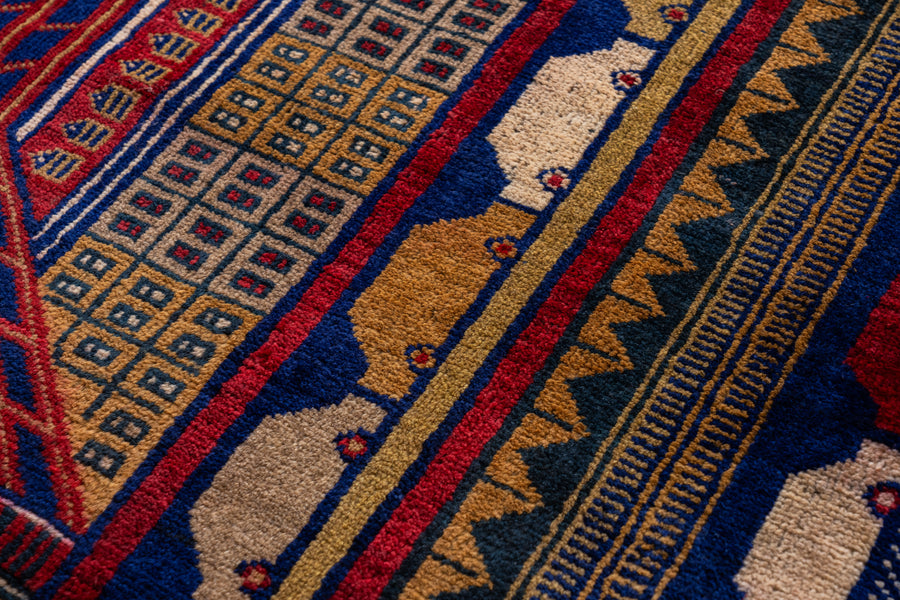 ※【nao】 アフガンラグ　ヴィンテージラグ　トライバルラグ　バルーチ アフガニスタン 1990年代 トライバルラグ】バルーチラグ