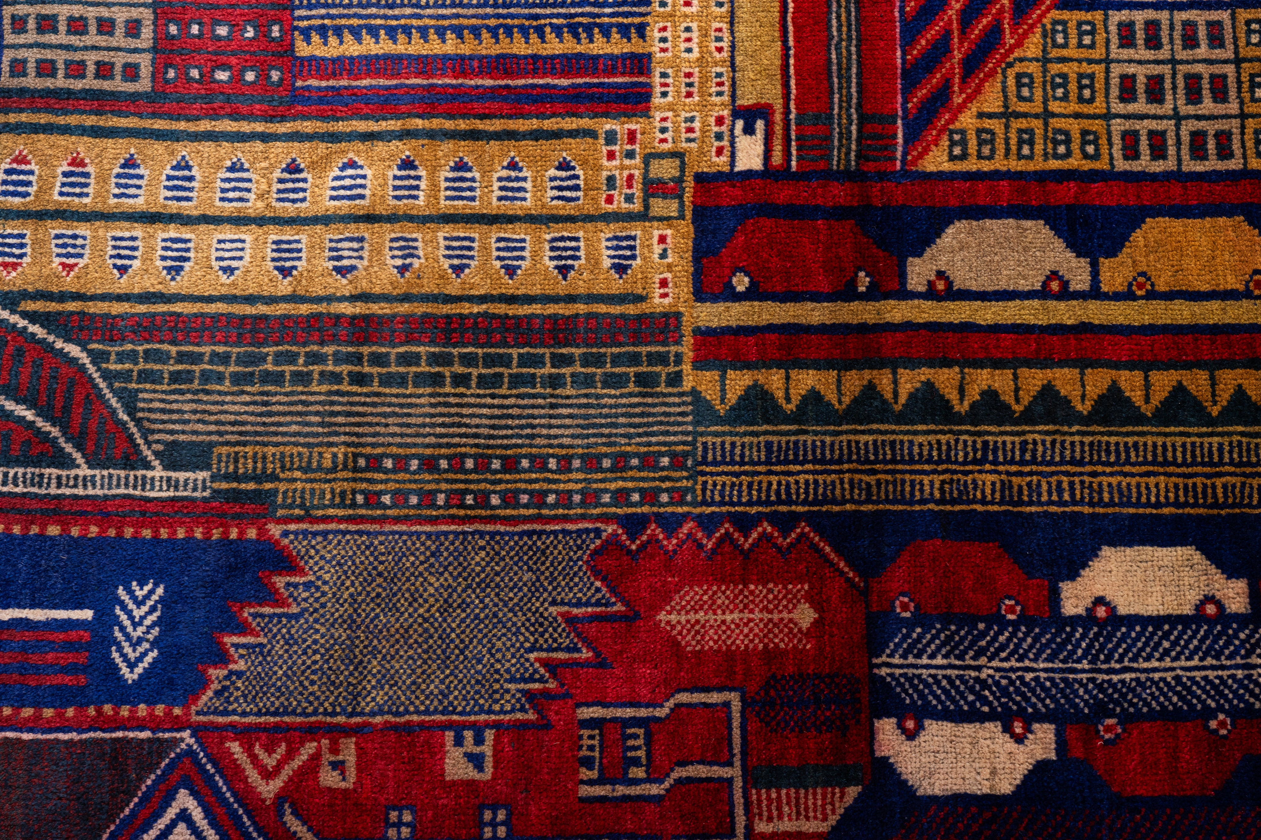 ヴィンテージラグ　トライバルラグ　アフガニスタン30年物 トライバルラグ ウール アフガニスタン ヴィンテージ 中古 ラグ