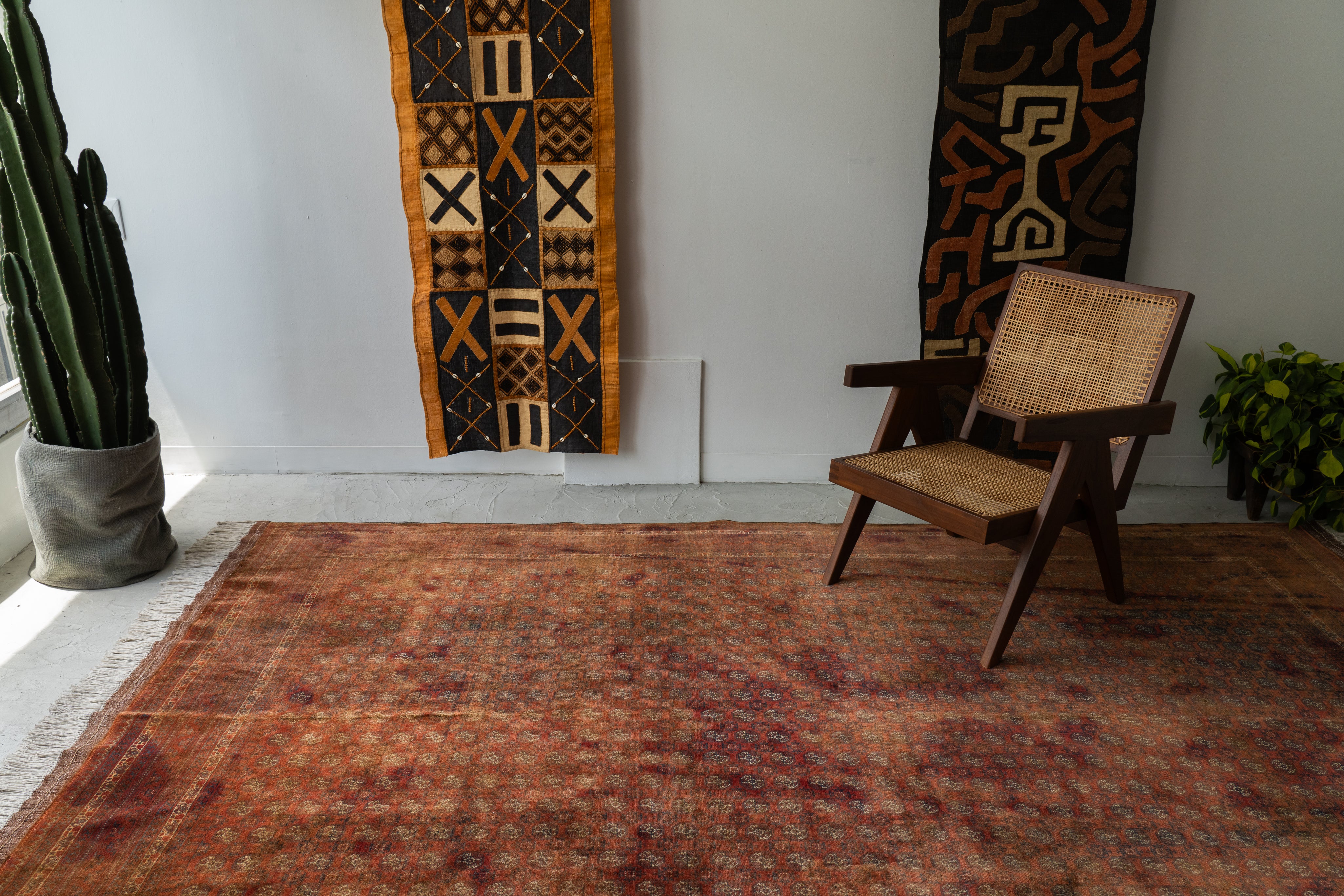 【70s】 アフガンラグ　ヴィンテージラグ　トルクメン　トライバルラグ アフガニスタン産 1970年代 トライバルラグ】トルクメンラグ