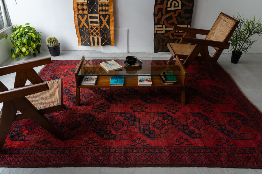 アフガニスタン絨毯トルクメン族トライバルラグ！ヴィンテージ