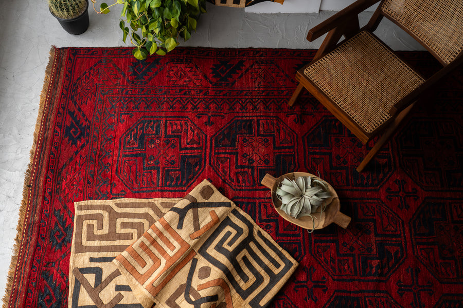 アフガニスタン産 1970年代 トライバルラグ】トルクメンラグ