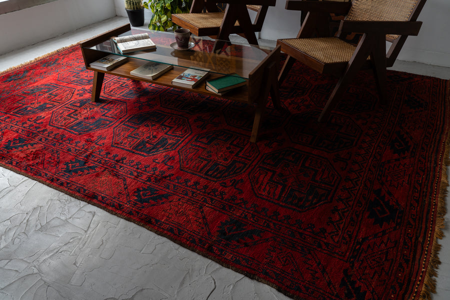 アフガニスタン産 1970年代 トライバルラグ】トルクメンラグ