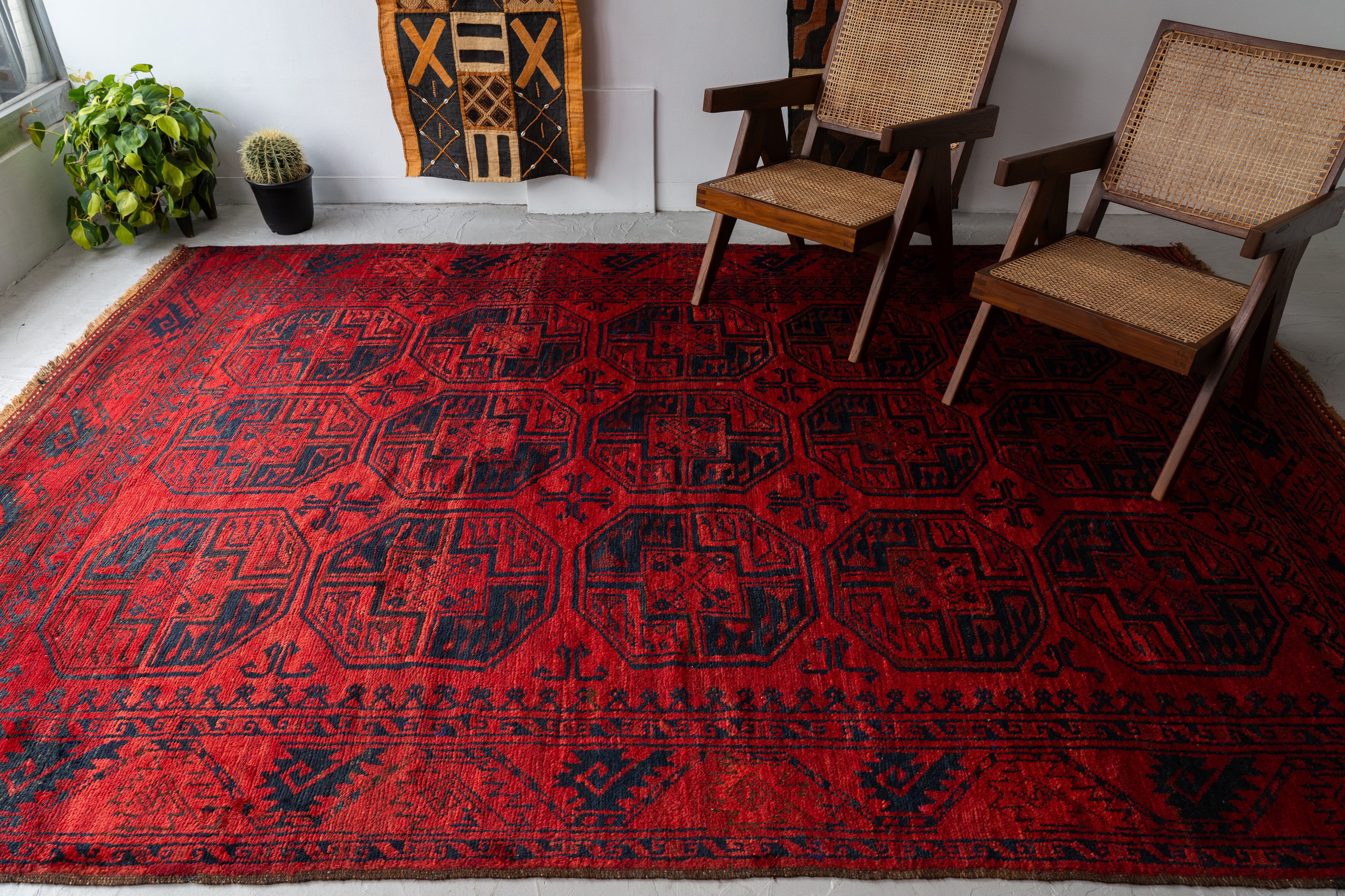 アフガニスタン産 1970年代 トライバルラグ】トルクメンラグ