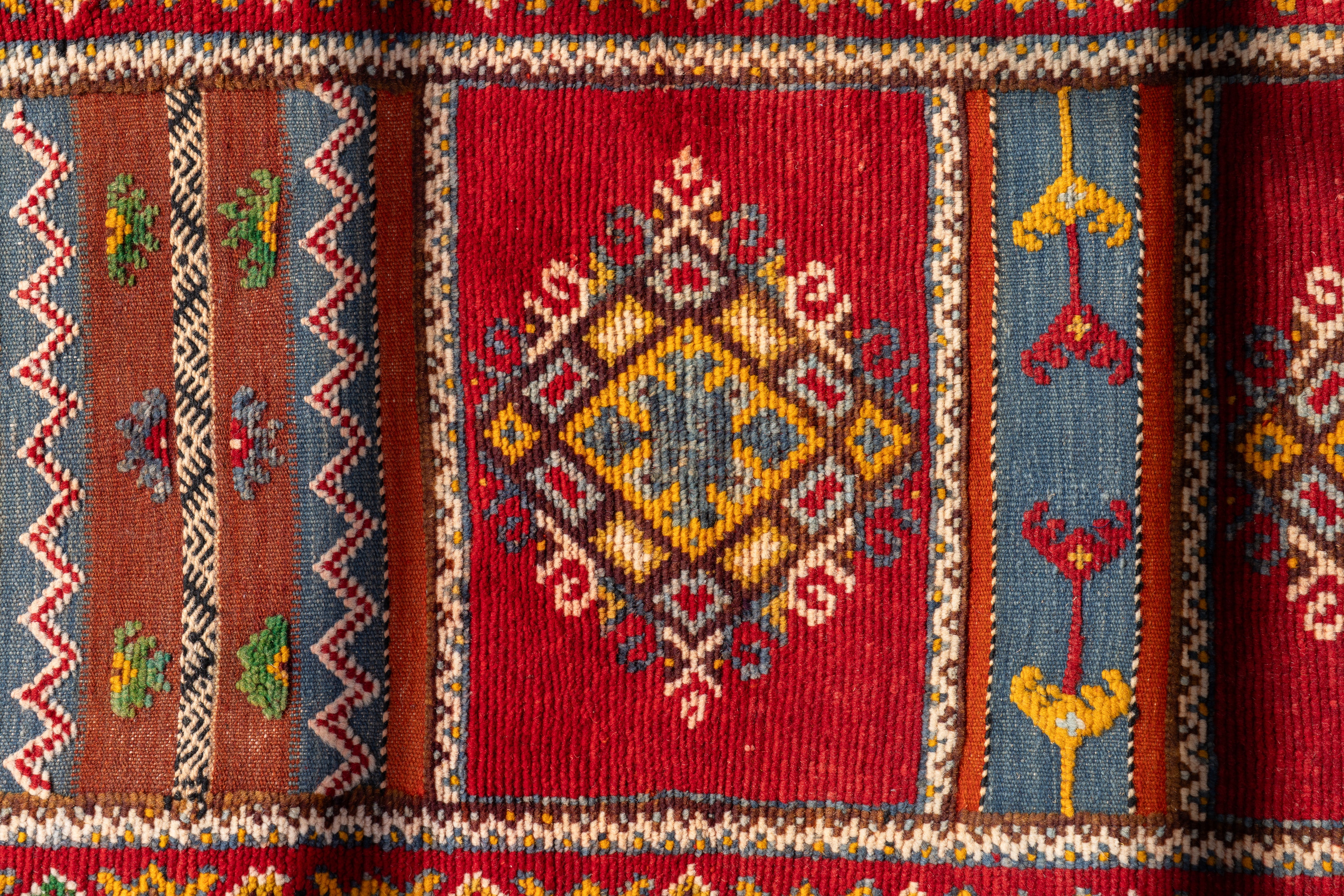 モロッコ ヴィンテージラグ141 レア ブラウン ターコイズ オレンジ