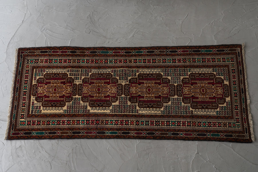 アフガニスタン産 1990年代 バルーチ族】トライバルラグ-ヴィンテージ