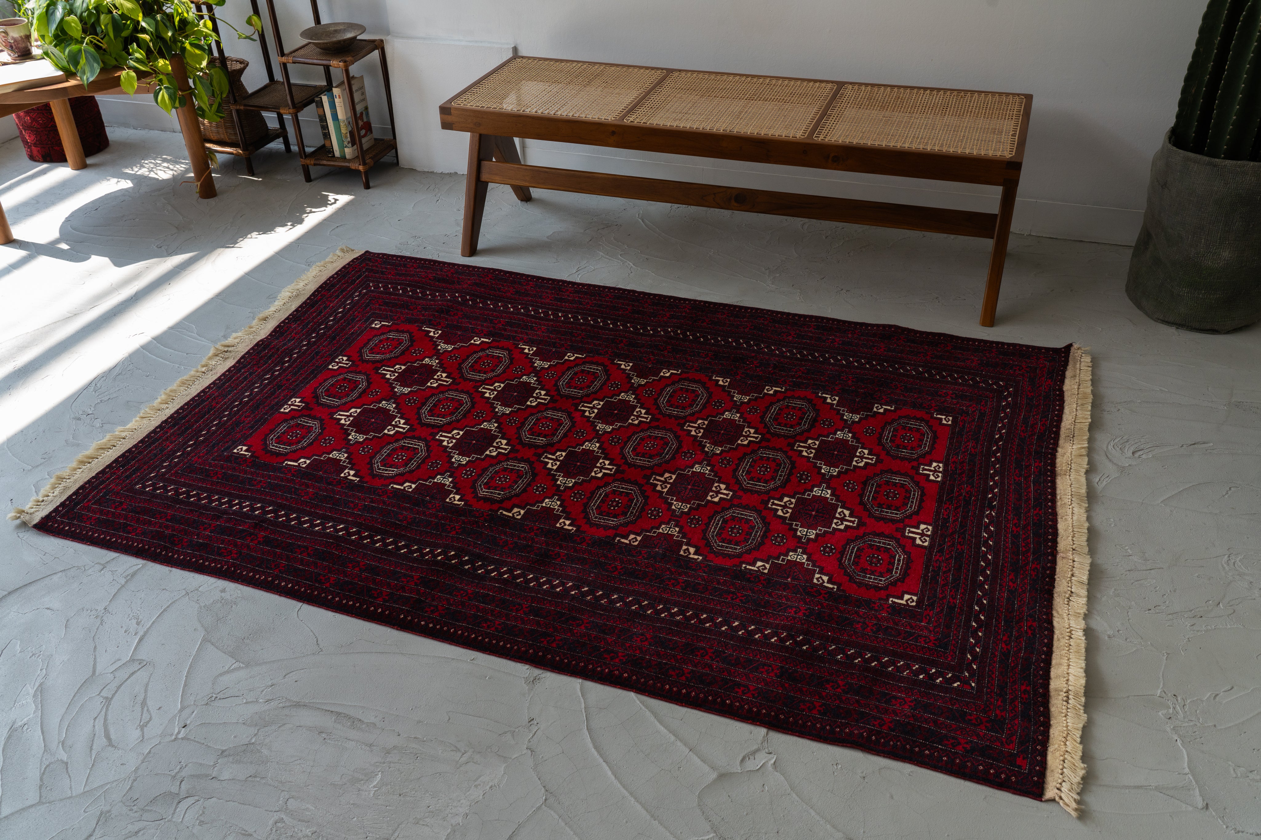 トルクメン アフガニスタン レッド ラグ/サイズ: 52x160cm... k5 トルクメン アフガニスタン レッド ラグ/サイズ: 52x160cm k5