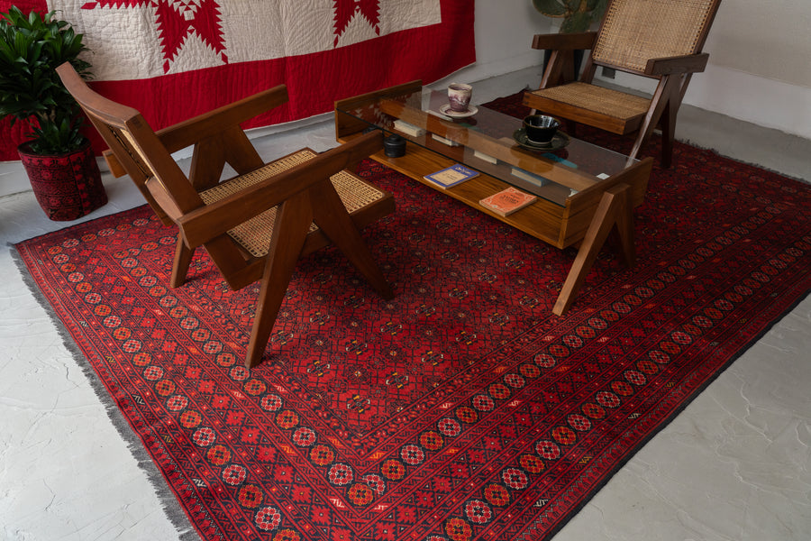 アフガニスタン産 1980年代 トルクメンラグ】トライバルラグ