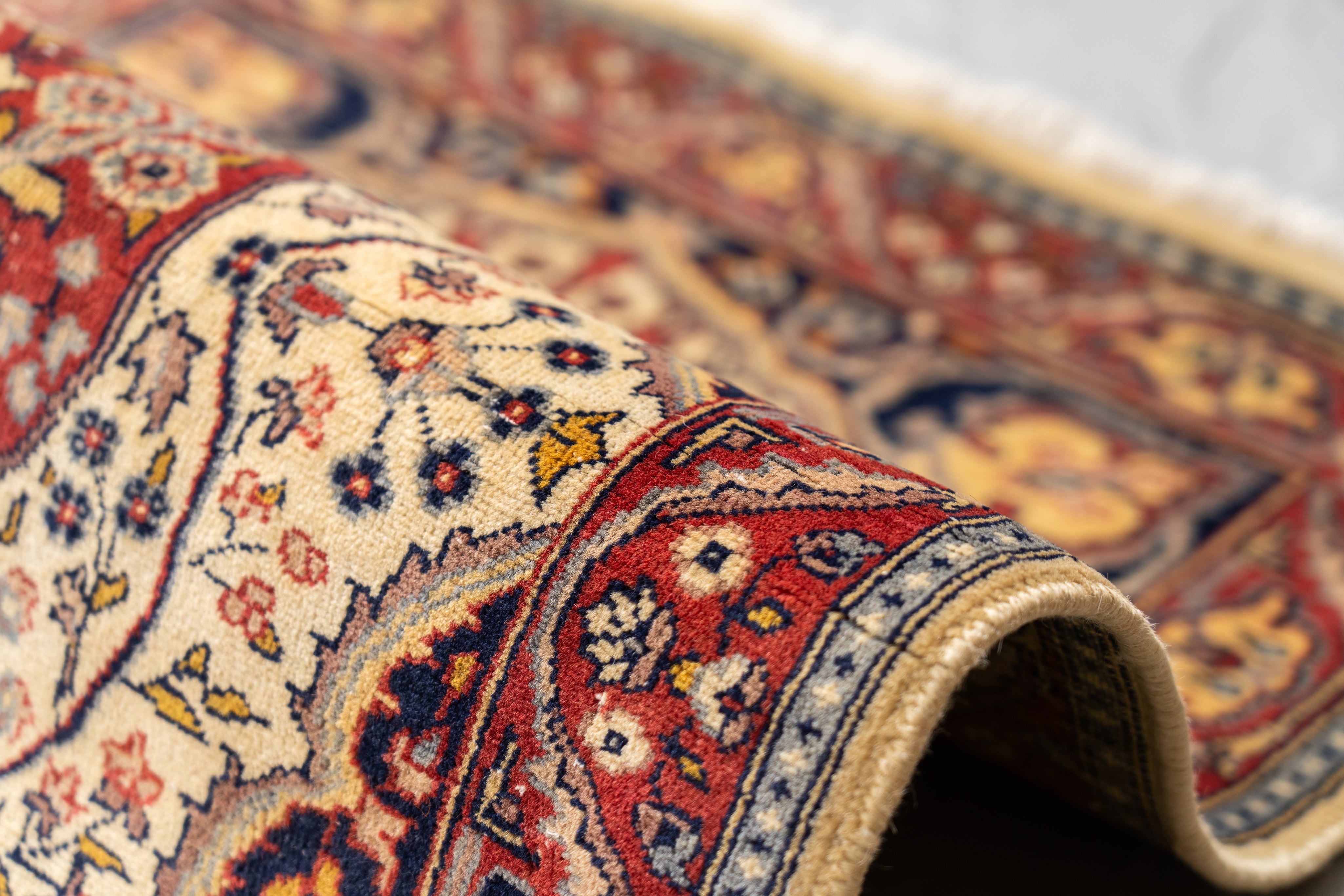 アンティークラグ　パキスタン絨毯　手織りラグ　ランナーラグ　イエローベージュ アンティークラグ パキスタン絨毯 手織りラグ ランナーラグ イエロー