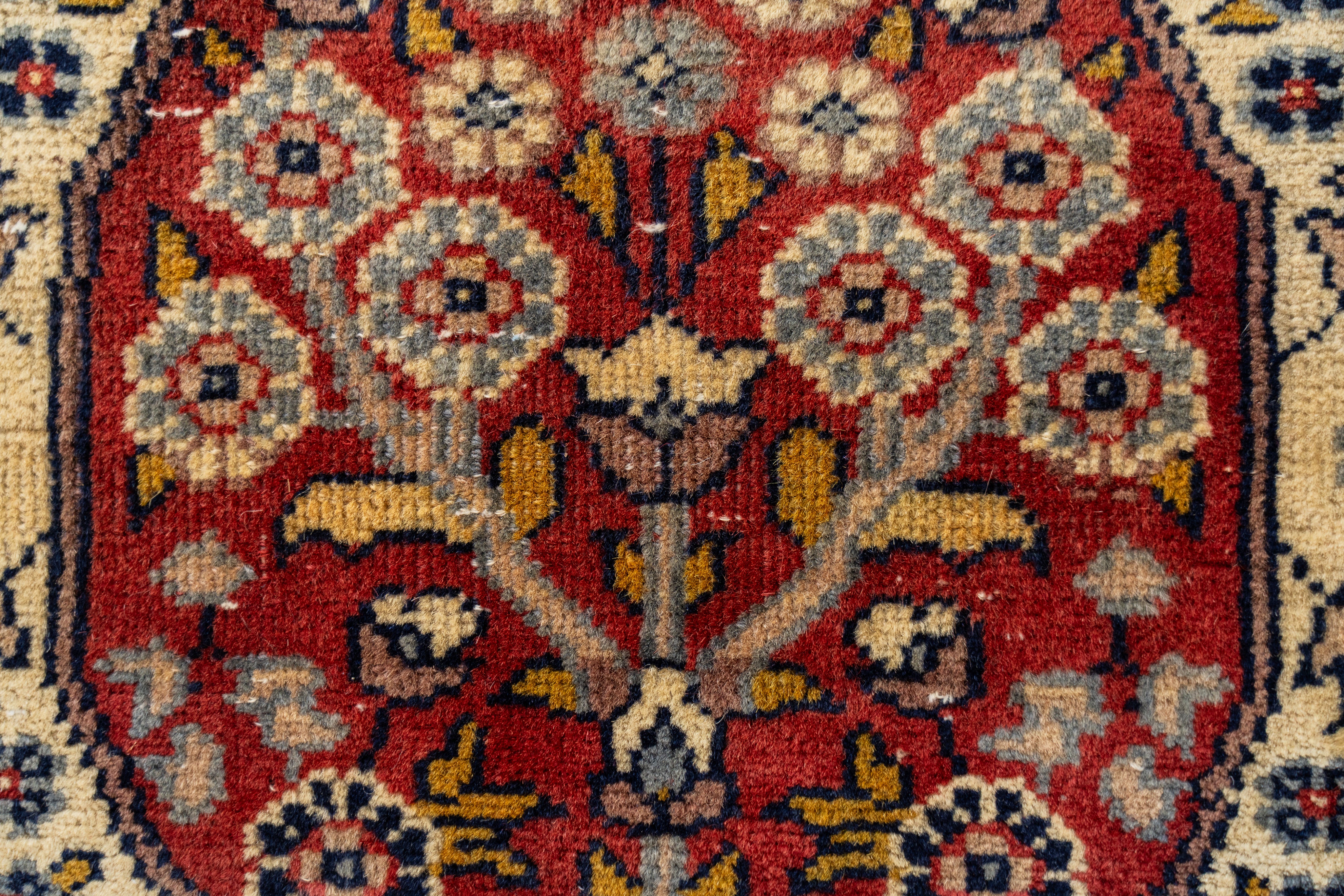 アンティークラグ　パキスタン絨毯　手織りラグ　ランナーラグ　イエローベージュ アンティークラグ パキスタン絨毯 手織りラグ ランナーラグ イエロー