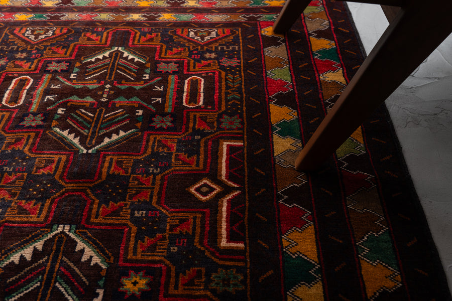 専用です。美品♪　漆黒のバルーチラグ　アフガニスタン　ビンテージ アフガニスタン 1990年代 トライバルラグ】バルーチラグ