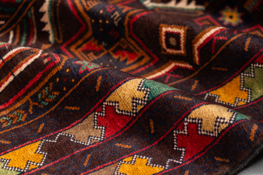 アフガニスタン産 1990年代 バルーチラグ】トライバルラグ