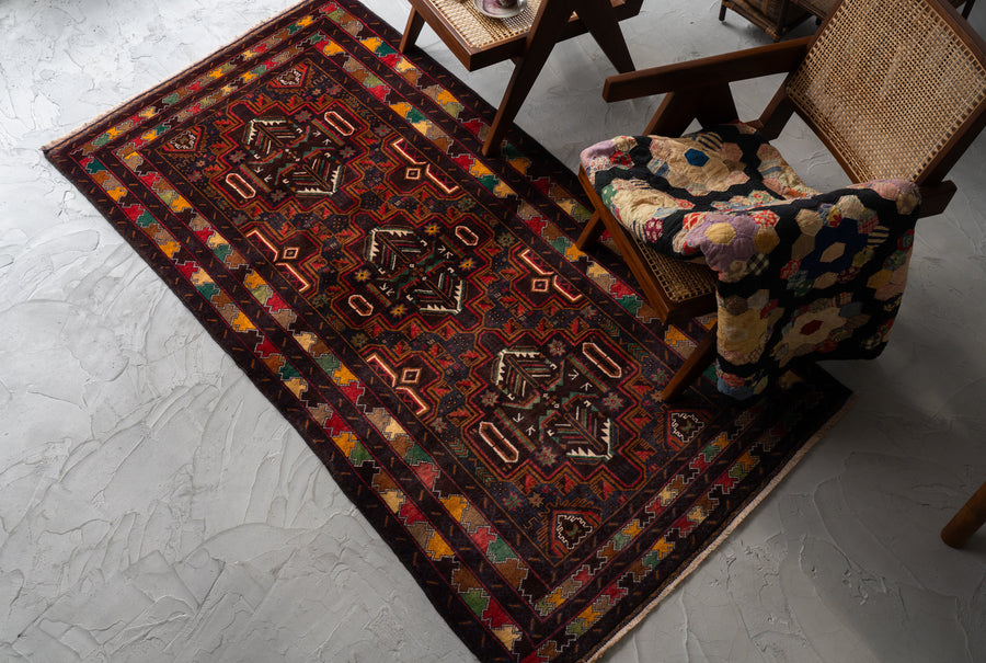 トライバルラグ　バルーチ　ヴィンテージラグ　手織り絨毯　アフガニスタン アフガニスタン産 1980年代 ヴィンテージラグ バルーチ族