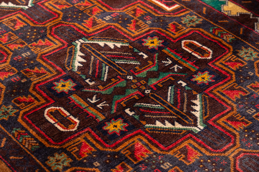 アフガニスタン産 1990年代 バルーチラグ】トライバルラグ