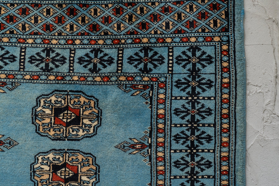 パキスタン産　1980年代　パキスタンラグ　ヴィンテージラグ　ブルー　青　玄関マット　玄関　キッチンマット　ベッドサイド　家具　手織り　絨毯　カーペット　ヴィンテージラグ専門店　amaleh　通販