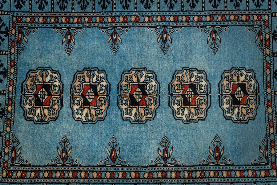 パキスタン産　1980年代　パキスタンラグ　ヴィンテージラグ　ブルー　青　玄関マット　玄関　キッチンマット　ベッドサイド　家具　手織り　絨毯　カーペット　ヴィンテージラグ専門店　amaleh　通販