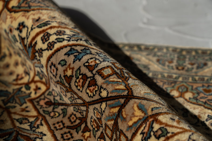 パキスタン産　1980年代　ヴィンテージラグ　パキスタンラグ　ツリーオブライフ　アイボリー　ベージュ　メダリオン　玄関マット　玄関　キッチンマット　ベッドサイド　家具　手織り　絨毯　カーペット　ヴィンテージラグ専門店　amaleh　通販