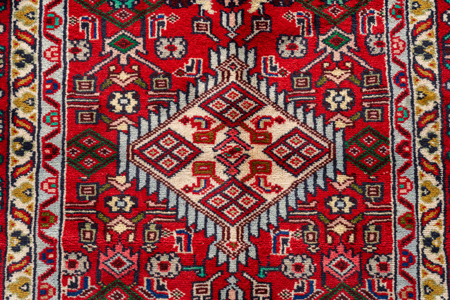 イラン産　1980年代　ペルシャ絨毯　オールドペルシャラグ　ヴィンテージラグ　赤い絨毯　赤　ヘラティ文様　マヒデザイン　メダリオン　リビングサイズ　6畳　8畳　10畳　12畳　ダイニングテーブル　ソファ　テーブル　寝室　スタジオ　和室　ディスプレイ　家具　ヴィンテージ家具　手織り　絨毯　カーペット　amaleh　通販