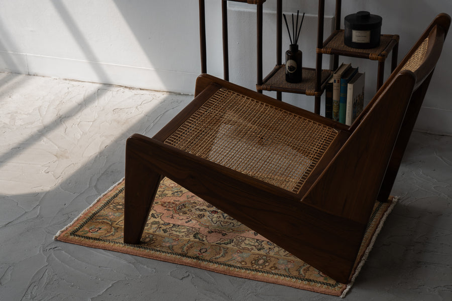 イラン産　1990年代　ヴィンテージラグ　メダリオン　植物柄　花柄　ピンク　玄関マット　玄関　キッチンマット　ベッドサイド　家具　手織り　絨毯　カーペット　ヴィンテージラグ専門店　amaleh　通販