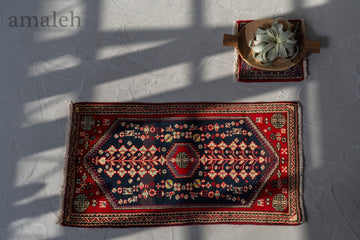 SMALL SIZEのヴィンテージラグ・トライバルラグ・手織りの絨毯