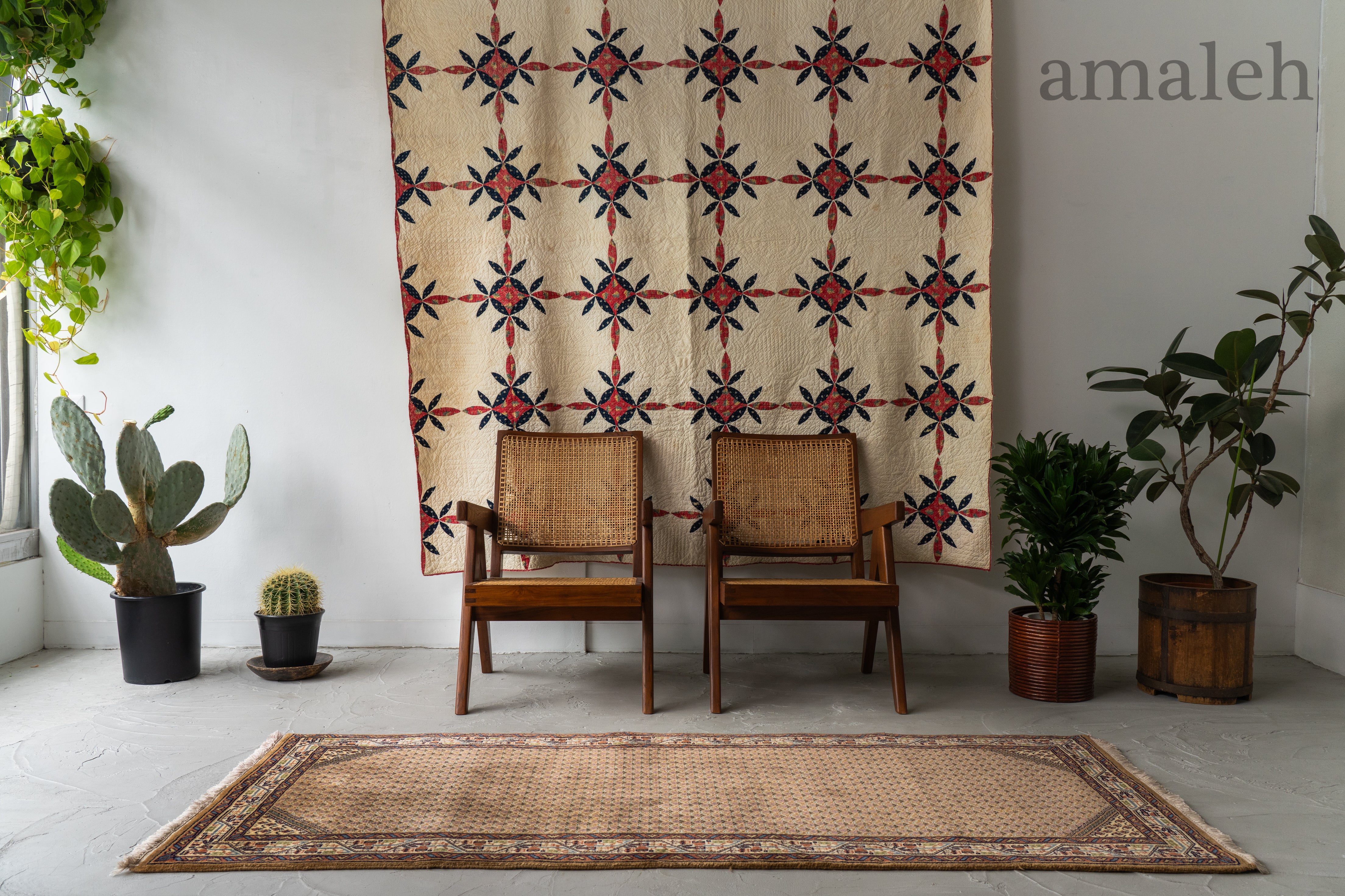 大判/ベージュとくすみパステルグリーン　ヴィンテージトルコラグ　No.518 大判/ベージュとくすみパステルグリーンヴィンテージトルコラグNo.518