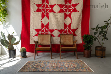 パキスタン産　1980年代　ヴィンテージラグ　パキスタンラグ　ブルー　青　メダリオン　植物柄　花柄　鳥柄　リビングサイズ　6畳　8畳　10畳　12畳　ダイニングテーブル　ソファ　テーブル　寝室　スタジオ　和室　ディスプレイ　家具　ヴィンテージ家具　手織り　絨毯　カーペット　amaleh　通販