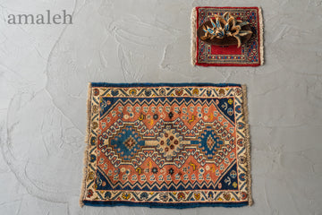 イラン産　1970年代　オールドラグ　ヴィンテージラグ　オールドペルシャラグ　ペルシャ絨毯　カシュガイ族　鳥柄　玄関マット　玄関　キッチンマット　ベッドサイド　家具　手織り　絨毯　カーペット　ヴィンテージラグ専門店　amaleh　通販