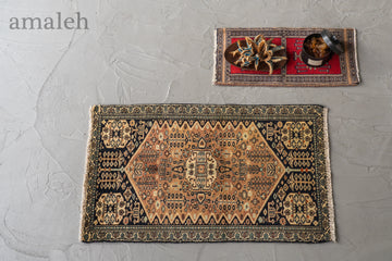 パキスタン産　1980年代　ヴィンテージラグ　パキスタンラグ　植物柄　花柄　メダリオン　ブラウン　茶系　玄関マット　玄関　キッチンマット　ベッドサイド　家具　手織り　絨毯　カーペット　ヴィンテージラグ専門店　amaleh　通販