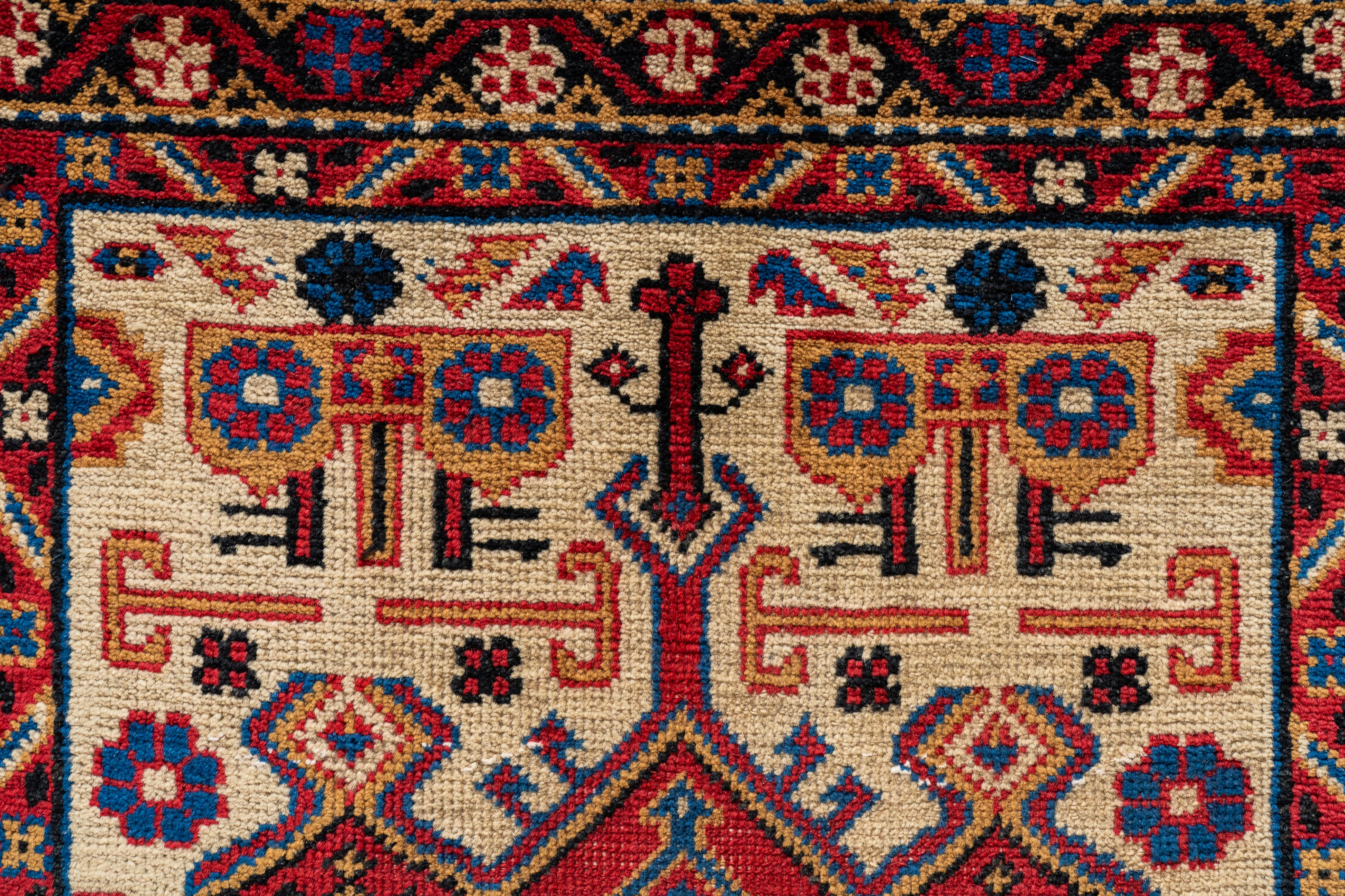 アゼルバイジャン産 1980年代 アゼルバイジャンラグ】手織り絨毯