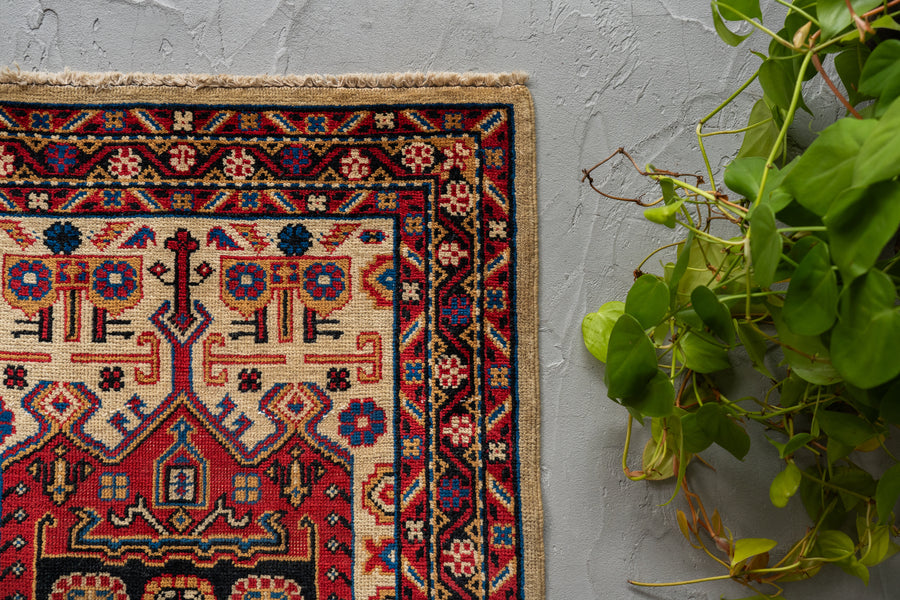 アゼルバイジャン産 1980年代 アゼルバイジャンラグ】手織り絨毯