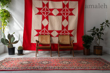 イラン産　1980年代　ヴィンテージラグ　ペルシャ絨毯　ヴィンテージペルシャラグ　ランナー　赤い絨毯　赤　カシャーン　メダリオン　リビングサイズ　6畳　8畳　10畳　12畳　ダイニングテーブル　ソファ　テーブル　寝室　スタジオ　和室　ディスプレイ　家具　ヴィンテージ家具　手織り　絨毯　カーペット　amaleh　通販