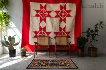 インド産　1990年代　ヴィンテージラグ　インド絨毯　メダリオン　植物モチーフ　花柄　ネイビー　紺　リビングサイズ　6畳　8畳　10畳　12畳　ダイニングテーブル　ソファ　テーブル　寝室　スタジオ　和室　ディスプレイ　家具　ヴィンテージ家具　手織り　絨毯　カーペット　amaleh　通販