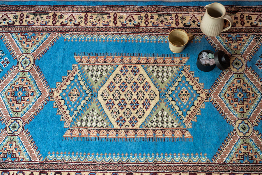 パキスタン産 2000年代 パキスタンラグ】手織り絨毯-アンティークラグ