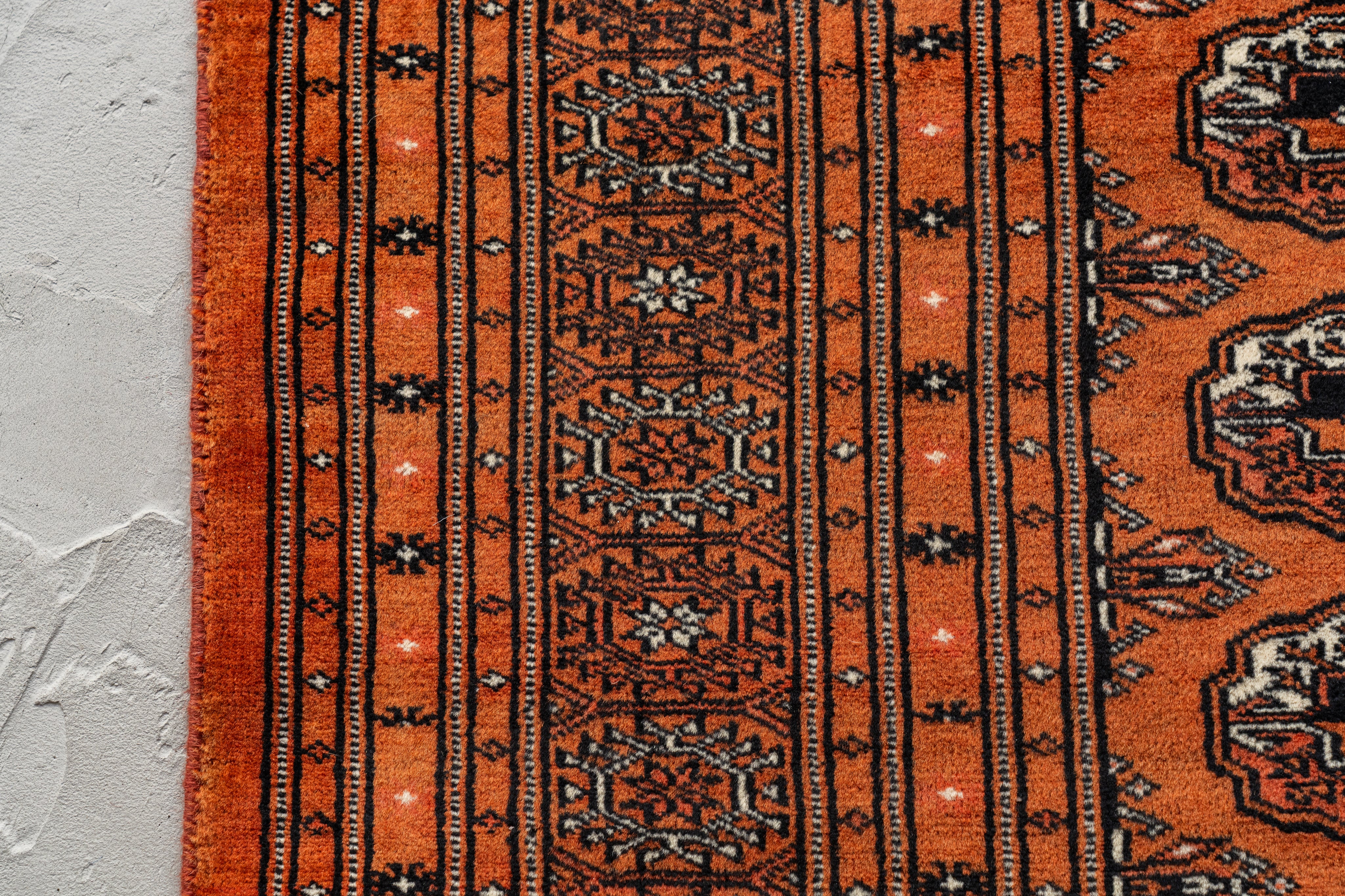 パキスタン産 1990年代 パキスタンラグ】手織り絨毯-アンティークラグ