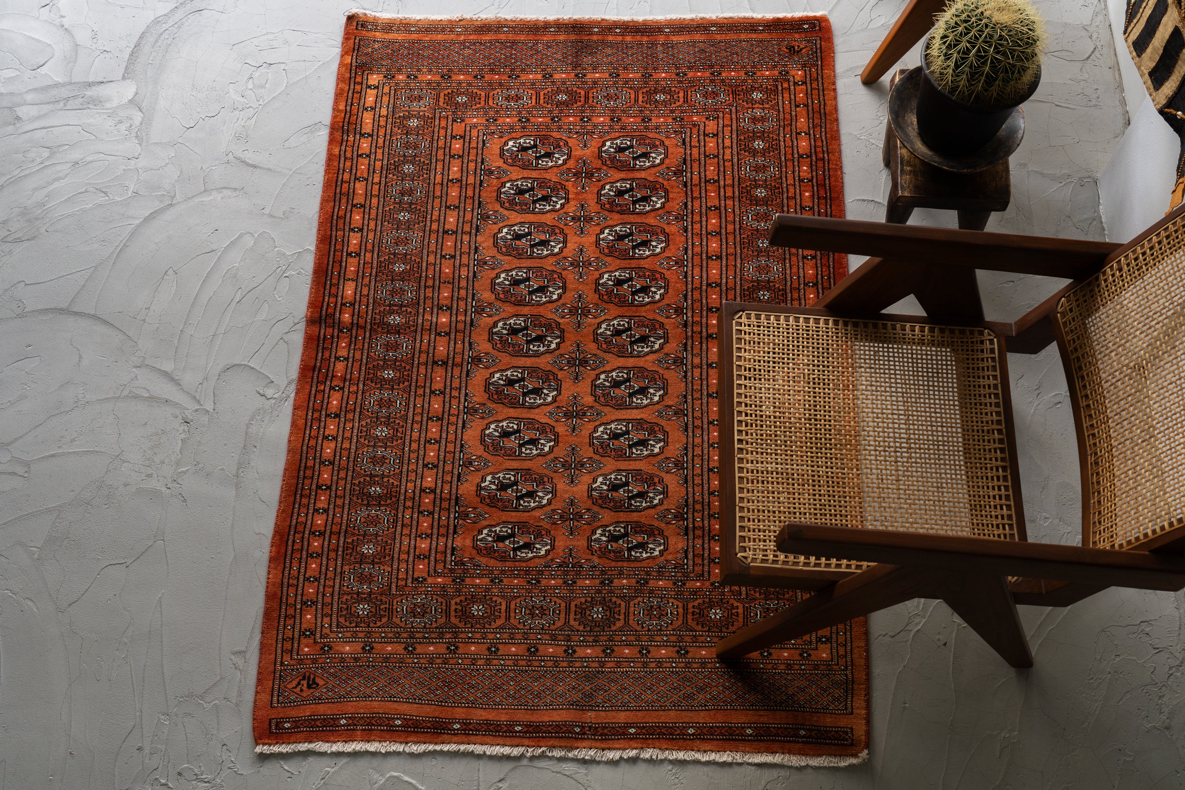 ラグ・カーペット vintage pakistan rug パキスタン産 1990年代 パキスタンラグ】手織り絨毯-アンティークラグ