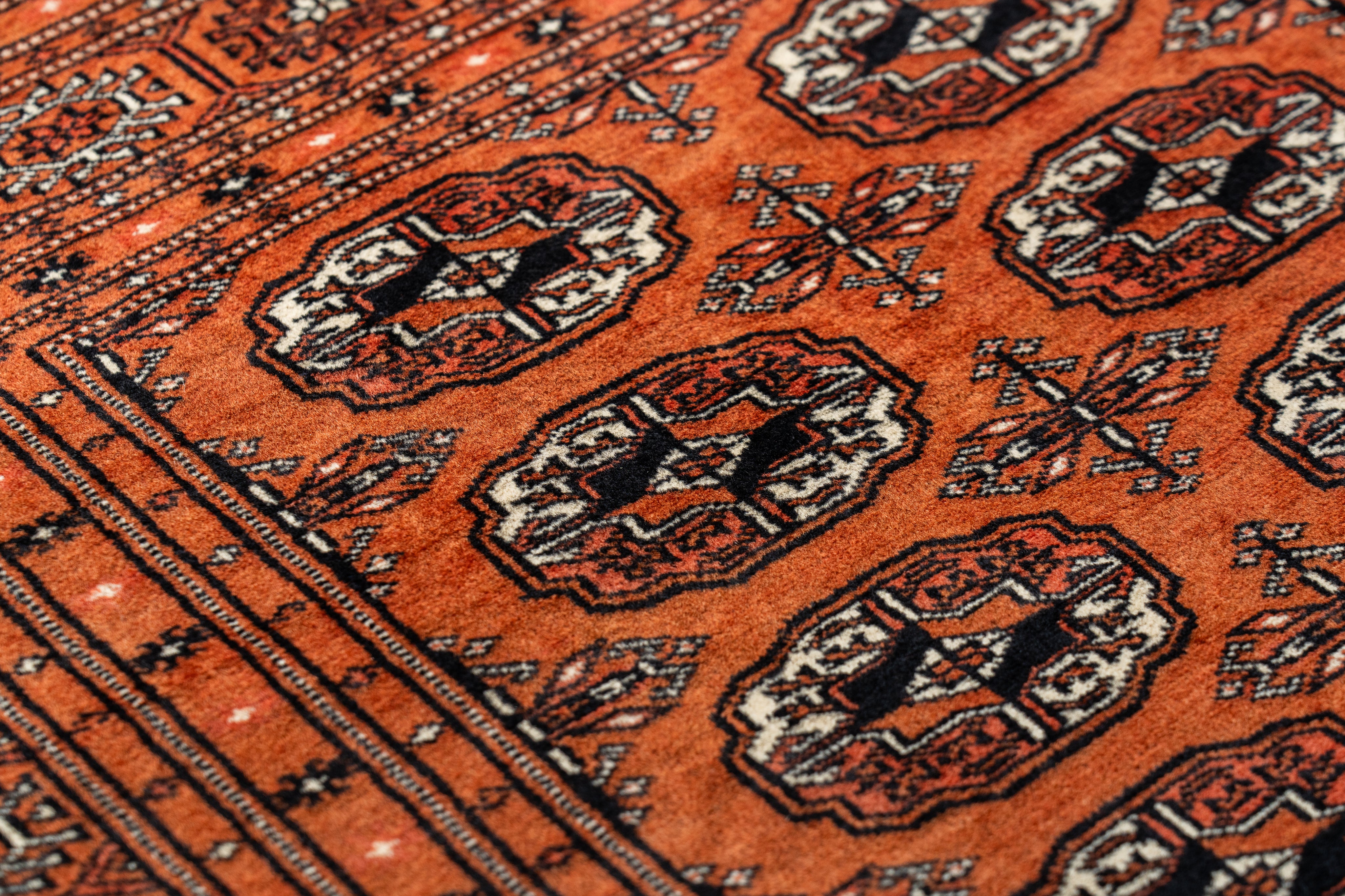 パキスタン産 1990年代 パキスタンラグ】手織り絨毯-アンティークラグ