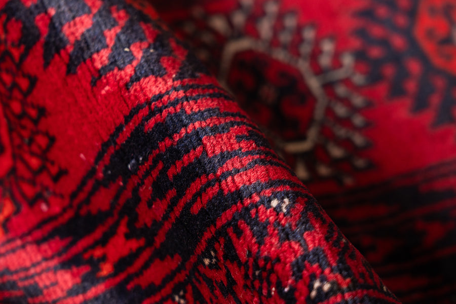 イラン産 1980年代 トルクメンラグ】トライバルラグ-手織り絨毯