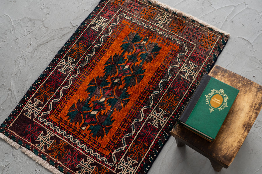 【1980's vintage】 バルーチ族 ビンテージラグ アフガニスタン産 1980年代 トライバルラグ】バルーチラグ