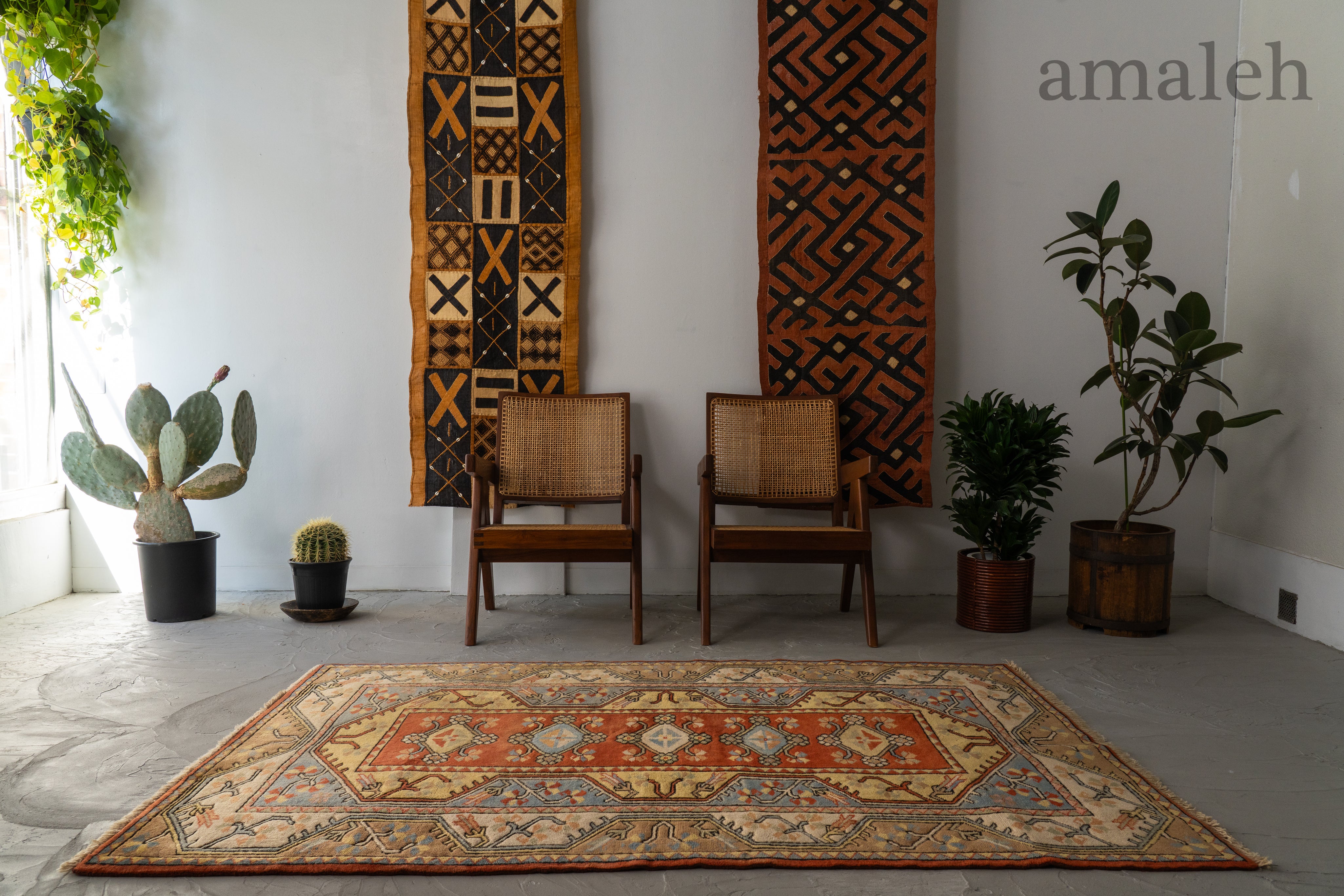 トルコ産 1980年代 手織り絨毯】トルコ絨毯-アンティークラグ-オールド