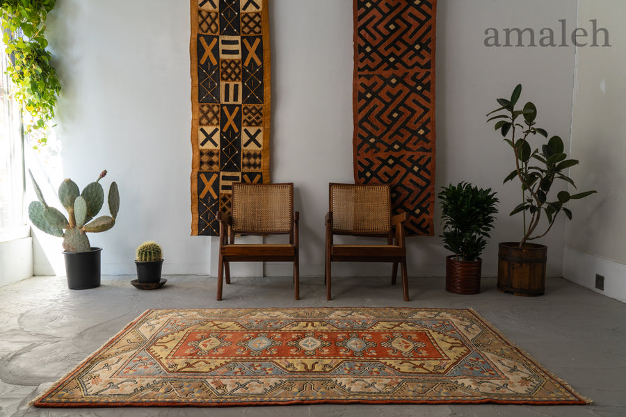 トルコ産 1980年代 手織り絨毯】トルコ絨毯-アンティークラグ-オールド