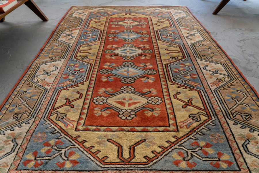 トルコ産 1980年代 手織り絨毯】トルコ絨毯-アンティークラグ-オールド