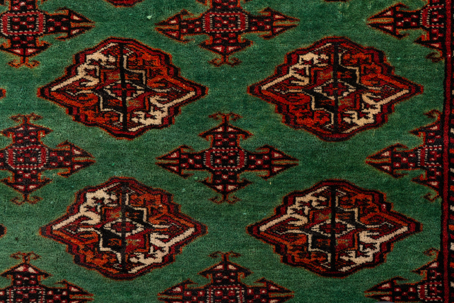 イラン産 1980年代 トルクメンラグ】トライバルラグ-手織り絨毯