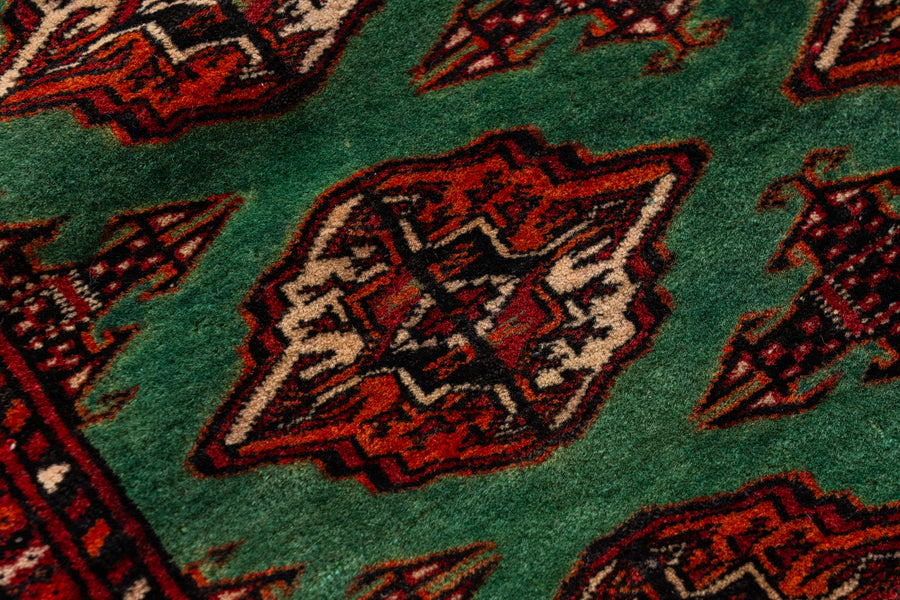 イラン産 1980年代 トルクメンラグ】トライバルラグ-手織り絨毯