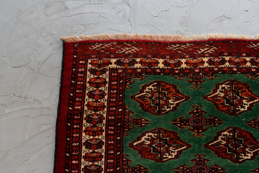 イラン産 1980年代 トルクメンラグ】トライバルラグ-手織り絨毯