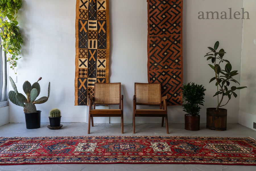 インド産 1990年代 インド絨毯】手織り絨毯-アンティークラグ-オールド