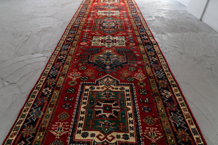 インド産 1990年代 インド絨毯】手織り絨毯-アンティークラグ-オールド